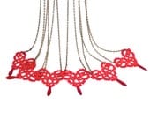 Bridesmaid necklaces 6 red lace hearts