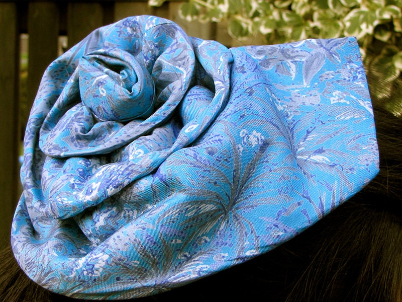 true blue bold statement hair piece - a reconstructed neck tie - the perfect vintage look for the quirky modern lady