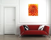 Gorgeous Orange Dahlia, 16 x 20, Canvas Wrapped Print, Fine Art Photography, Floral Wall Art, Natures Symmetry, Fall Home Decor, Autumn