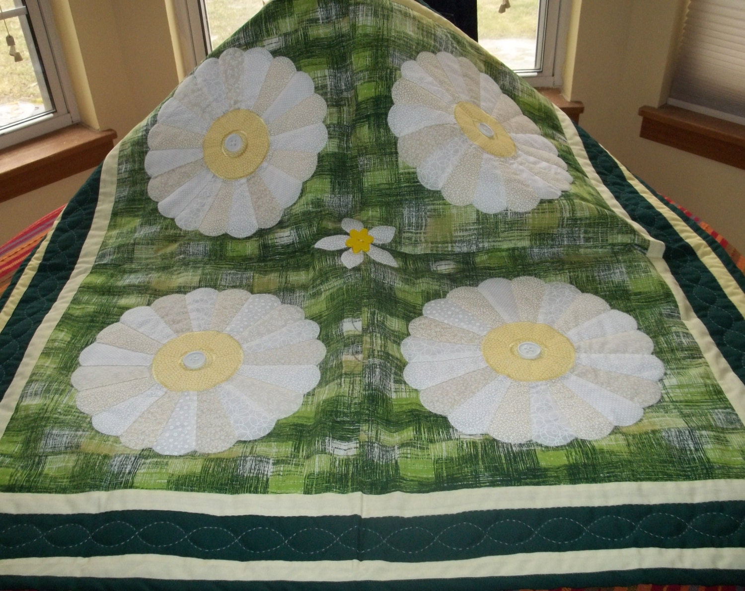 Sunflower Lap Quilt,Spring quilt,quilt,fall quilt,Wall quilt,Lap quilt,decoration,birthday gift,home decor,handquilted