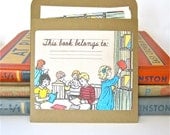 Bookplates Library Children, Vintage Reader Inspired, Gift Set of 12 Self-Adhesive Book Plates