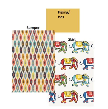 DESIGNER Crib Bumper and Skirt Set- Schumacher, Lulu Dk