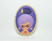 Hedgehog girl felt brooch