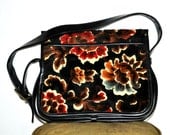 B E A U T I F U L 1960s Leather Floral Carpet Tapestry Purse Bag