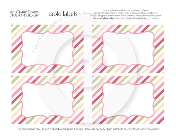INSTANT DOWNLOAD - Carousel Party Collection - Table Labels