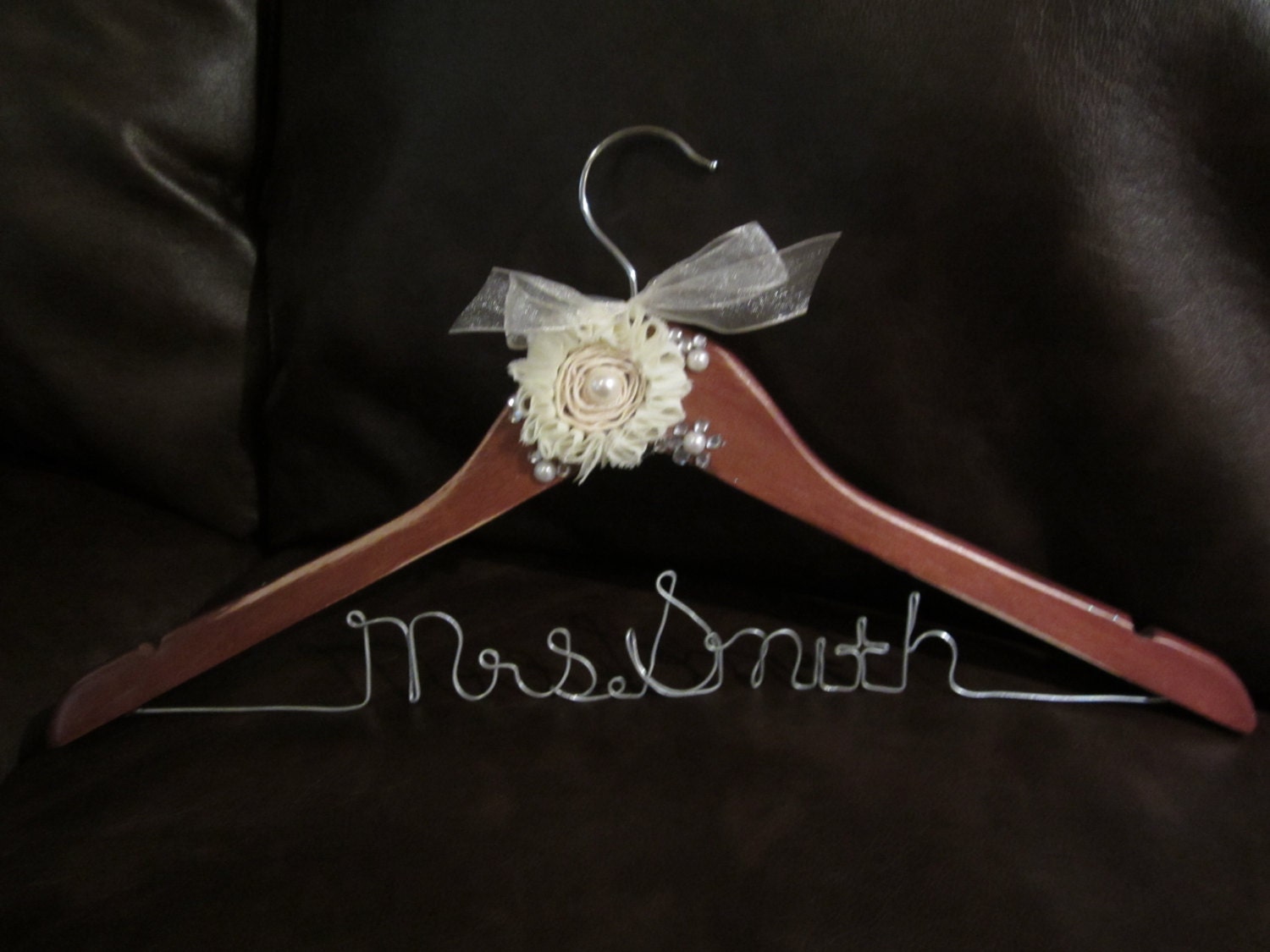 custom Bridal hanger with wire wording for wedding dresses, bridesmaids, mother of the bride and groom