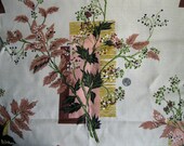 Vintage 1960s Floral Fabric Yardage Pink Branch Home Decor Sewing Craft Supplies