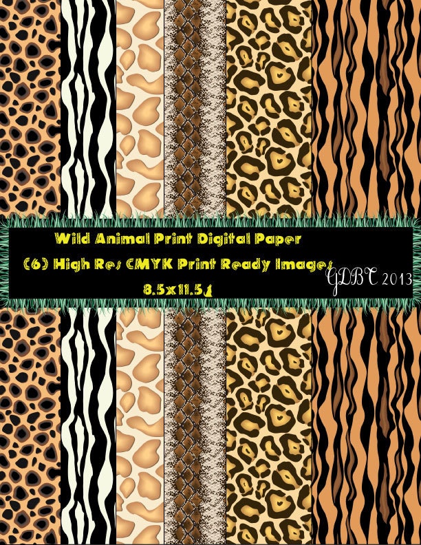 Wild Animal Prints Digital Paper For Personal and Commercial Use