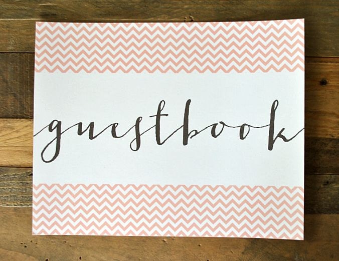 Guestbook Sign with Chevron Zig Zag for your Wedding of Special Event