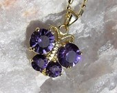 Purple Amethyst Butterfly Pendant - Vintage