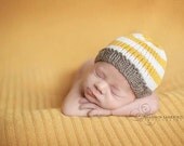 Knitted Newborn Baby Hat, Ready To Ship, Hand Knit Infant Cap, SALE, 6 Striped Color Options, Photo Prop, 0-3 mo 3-6 mo Beanie R T S