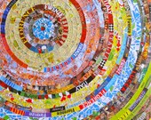 Florence Italy...... Custom Maps Collage on Bamboo Panel 12" x 12"