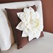 Ivory Dahlia Felt Flower on Brown Pillow NEW DESIGN -Pick your Colors- Mum Flower Pillow