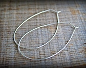 Silver Teardrop Hoop Earrings, Thin Silver Hoops