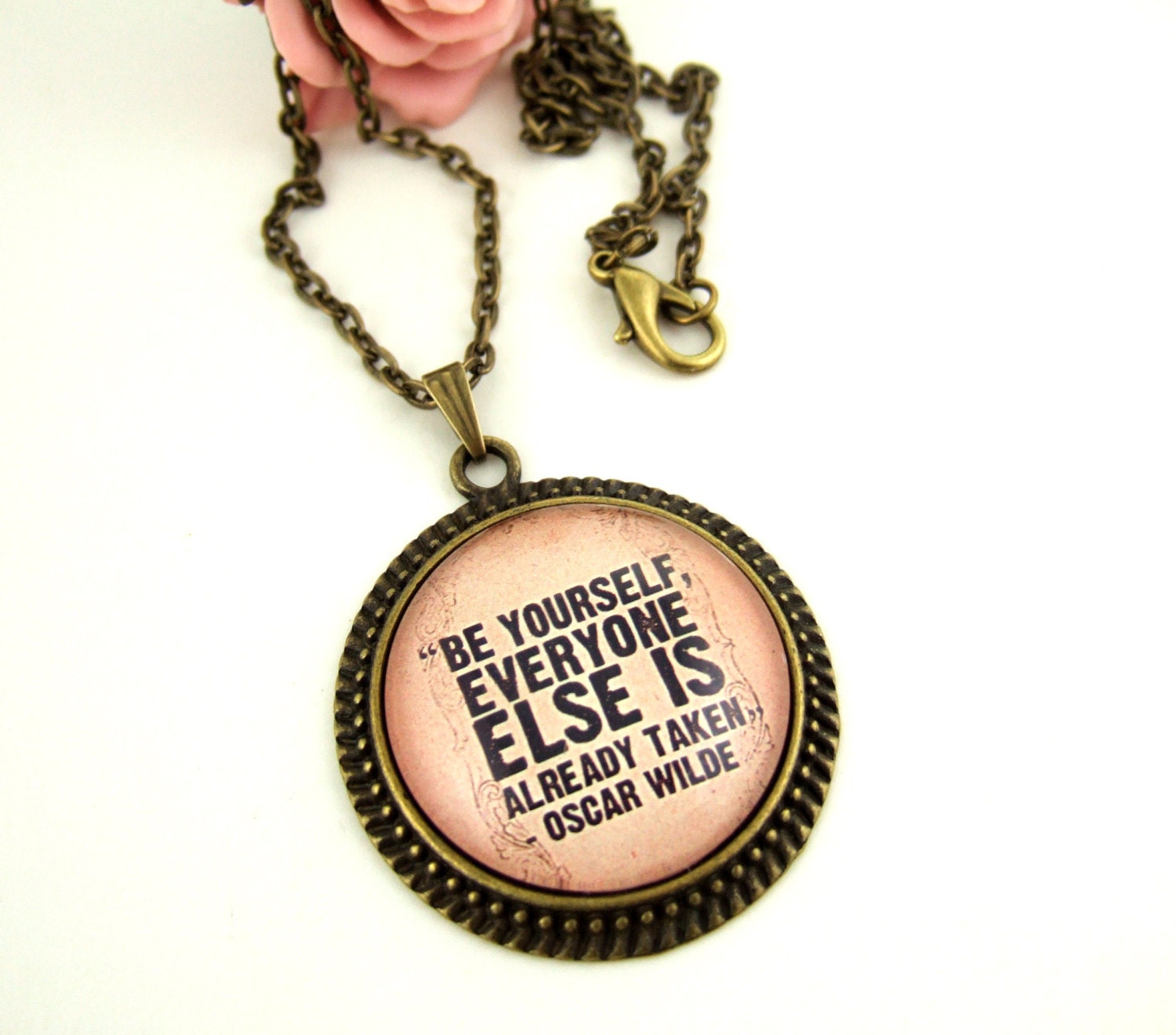 Oscar Wilde Necklace Oscar Wilde Pendant Literary Jewellery UK Quote Jewelry Altered Art Necklace