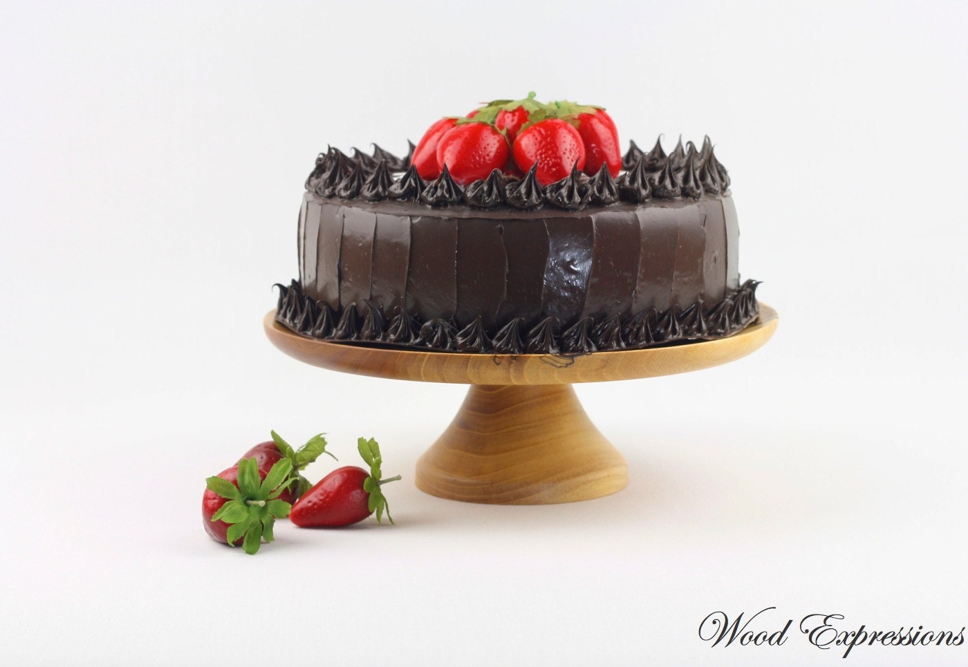 Wood Pedestal Serving Cake Stand  9 3/4inch Cake Plate
