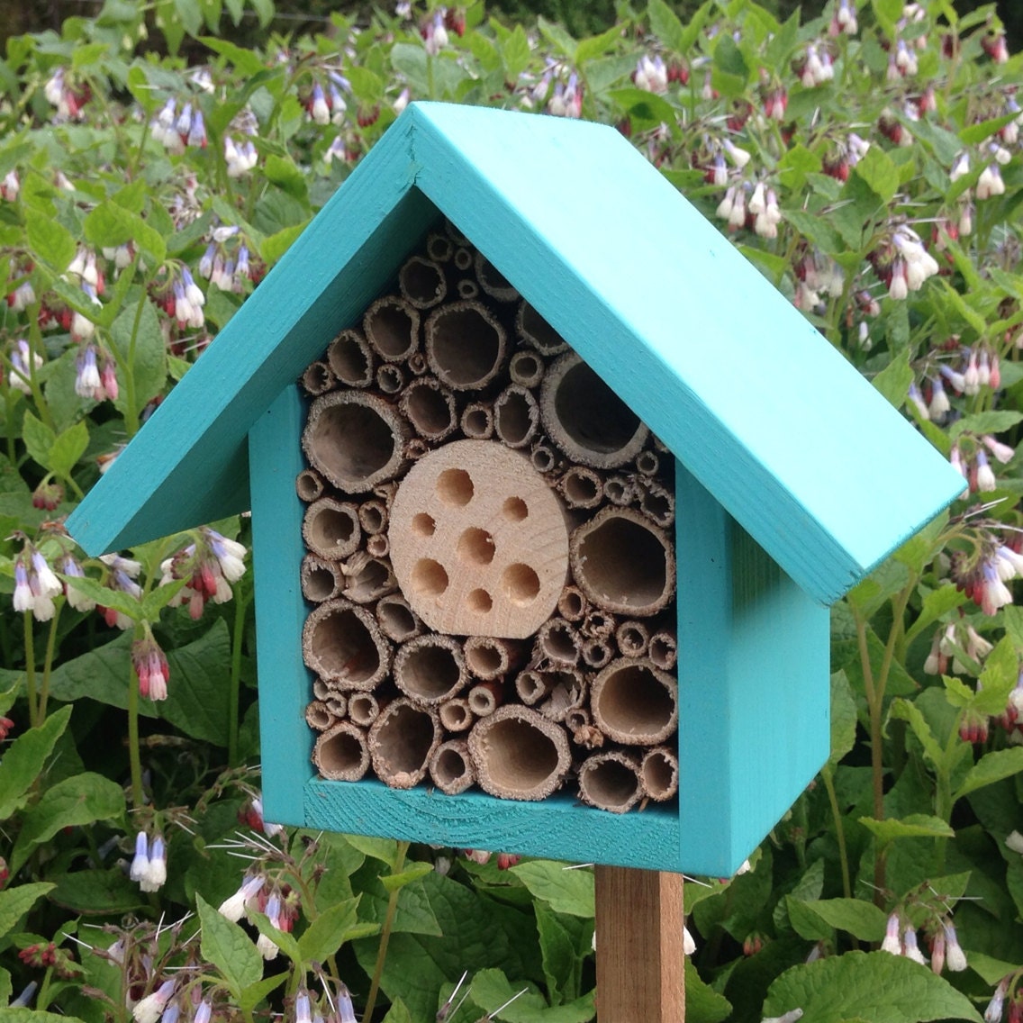 Single Tier Bee Hotel, Mediterranean Glaze