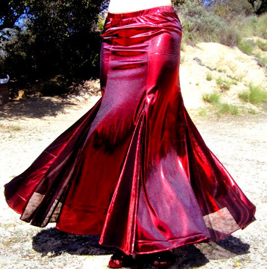Ameynra Belly Dance SKIRT, DARK RED, Gothic Mermaid style, New, Size S