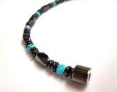 Magnetic Hematite Anklet - Magnetic Turquoise Picasso Beads, Magnetic Swirl And Domed Beads