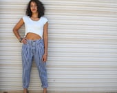 1980s high-waisted pinstriped jeans
