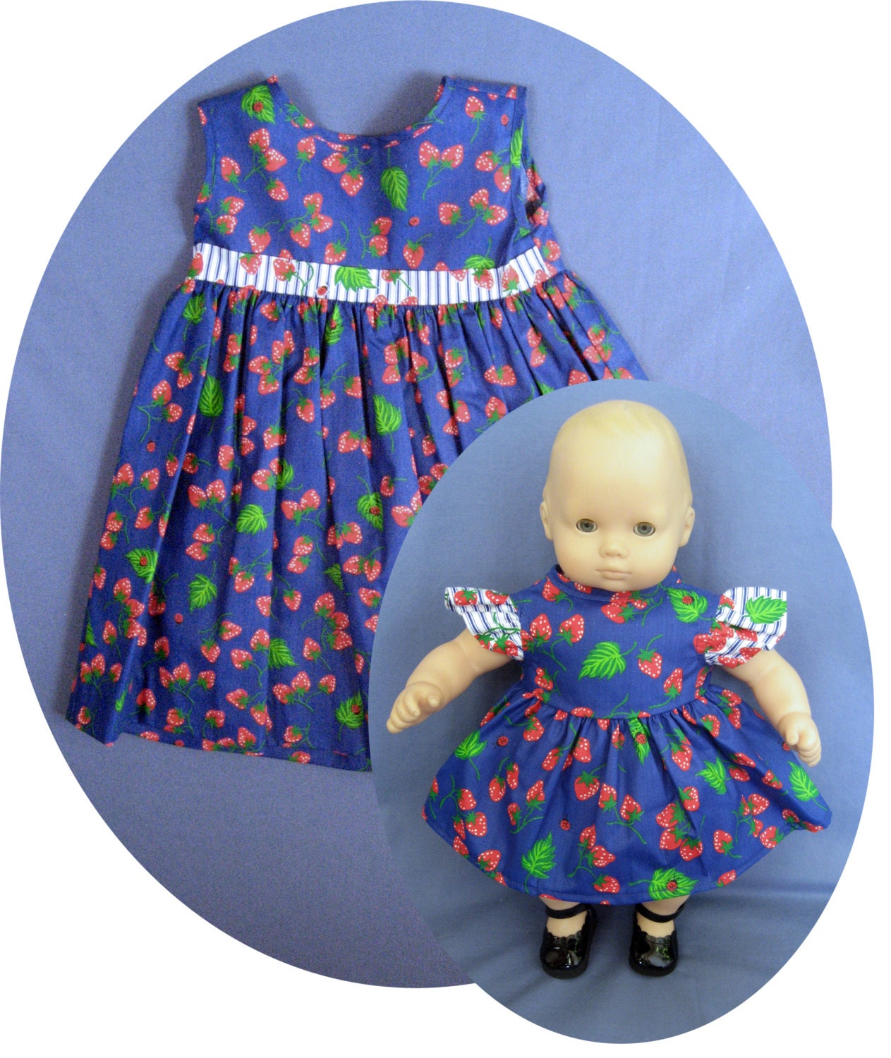 Matching Clothes for American Girl BITTY BABY Doll dress Girl's 2T Doll 15 in Bitty Baby dress fits Bitty Baby twins too strawberry