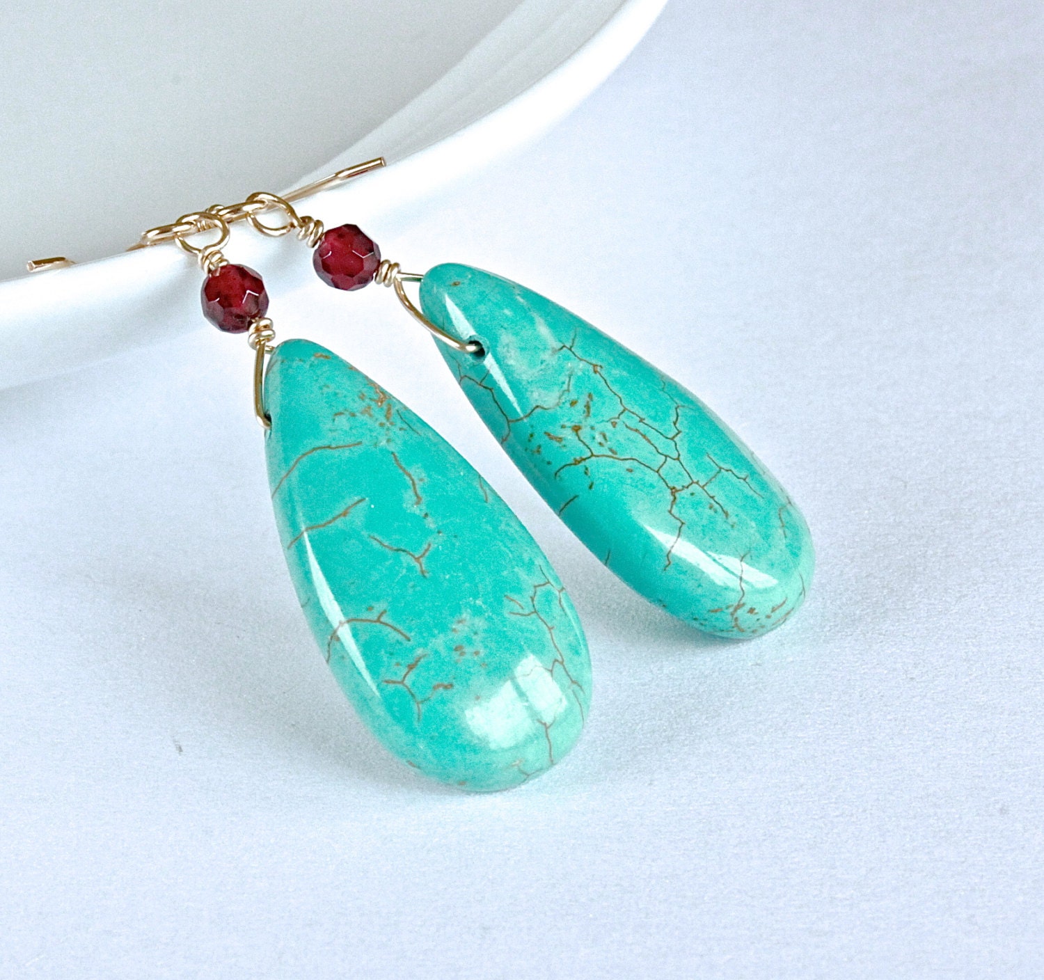 Turquoise Earrings, Gold Filled Earrings, Gemstone Jewelry