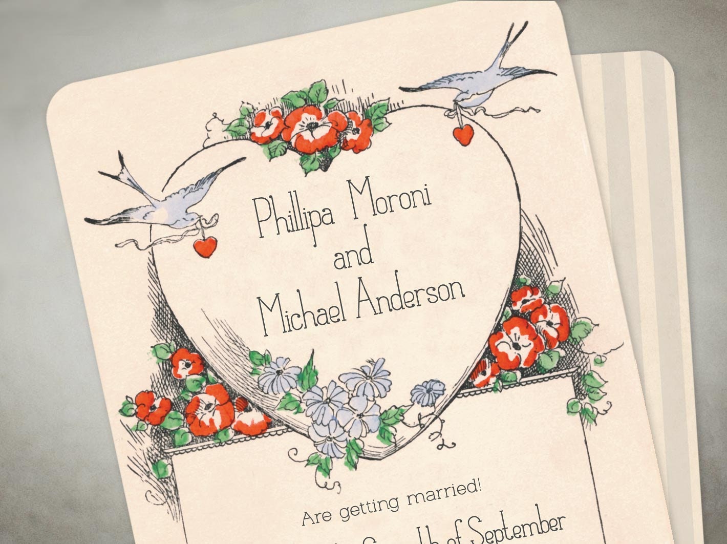 Vintage Invitations or Save the Dates - Bluebird Theme
