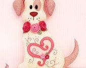 Dog Stuffed Animal Pattern - Felt Plushie Sewing Pattern & Tutorial - Hugs the Valentine Dog - Embroidery Pattern PDF