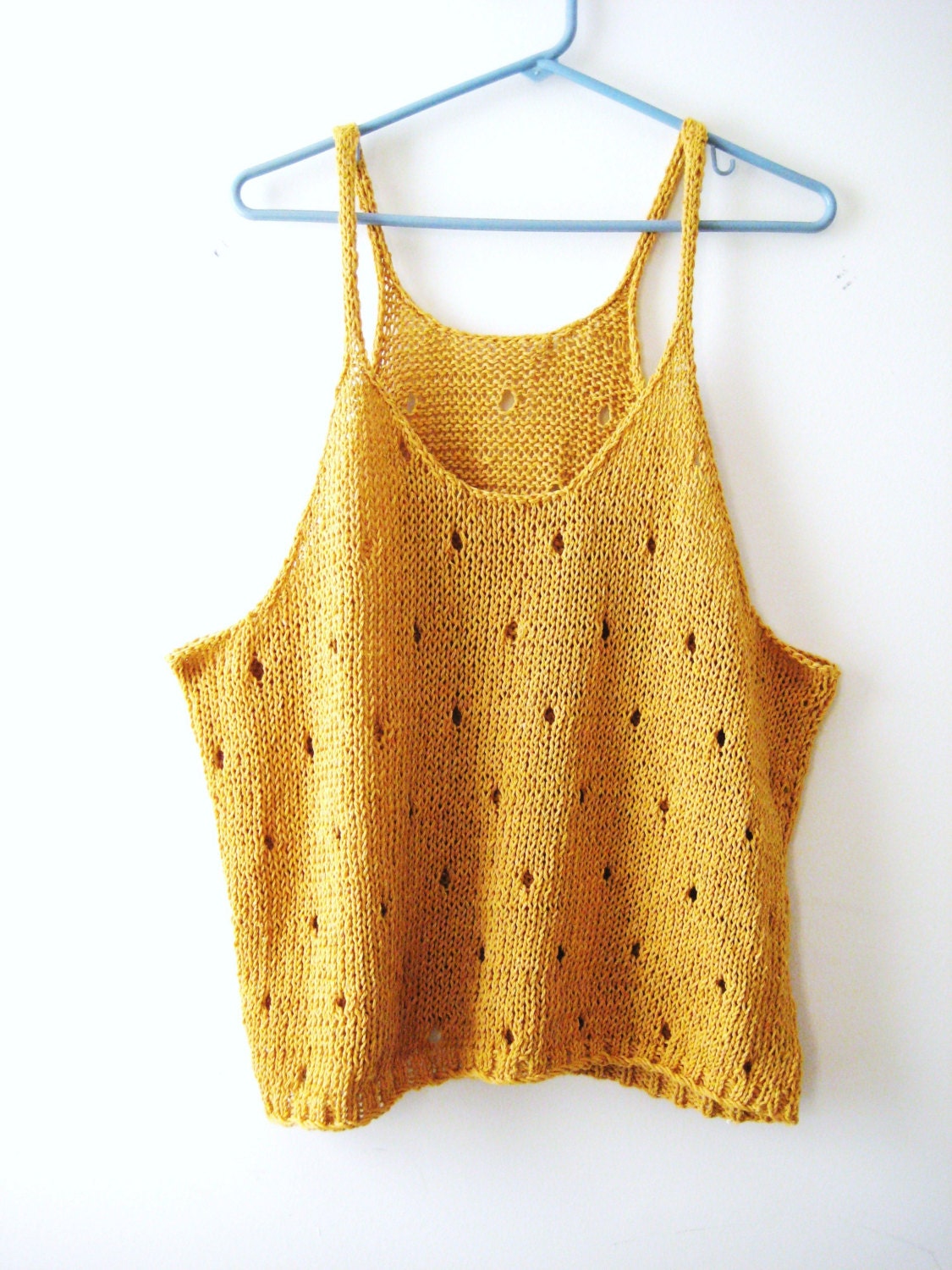 Buttercup Yellow Knit Tank Top / Woman / Girl / Oversized Tank Top / Extra Large  Slouchy Look / Summer Beach Outfit