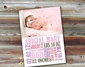 ON SALE 0290 Baby Birth Announcement Photoshop PSD Photo Card Template for Photographers - Girl Vol 18, 3 of 3 - Exact Size, Millers, Whcc