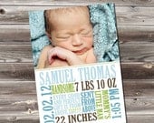 ON SALE 0324 Baby Birth Announcement Photoshop PSD Photo Card Template for Photographers - Boy Vol 15, 3 of 3 - Exact Size, Millers, Whcc o