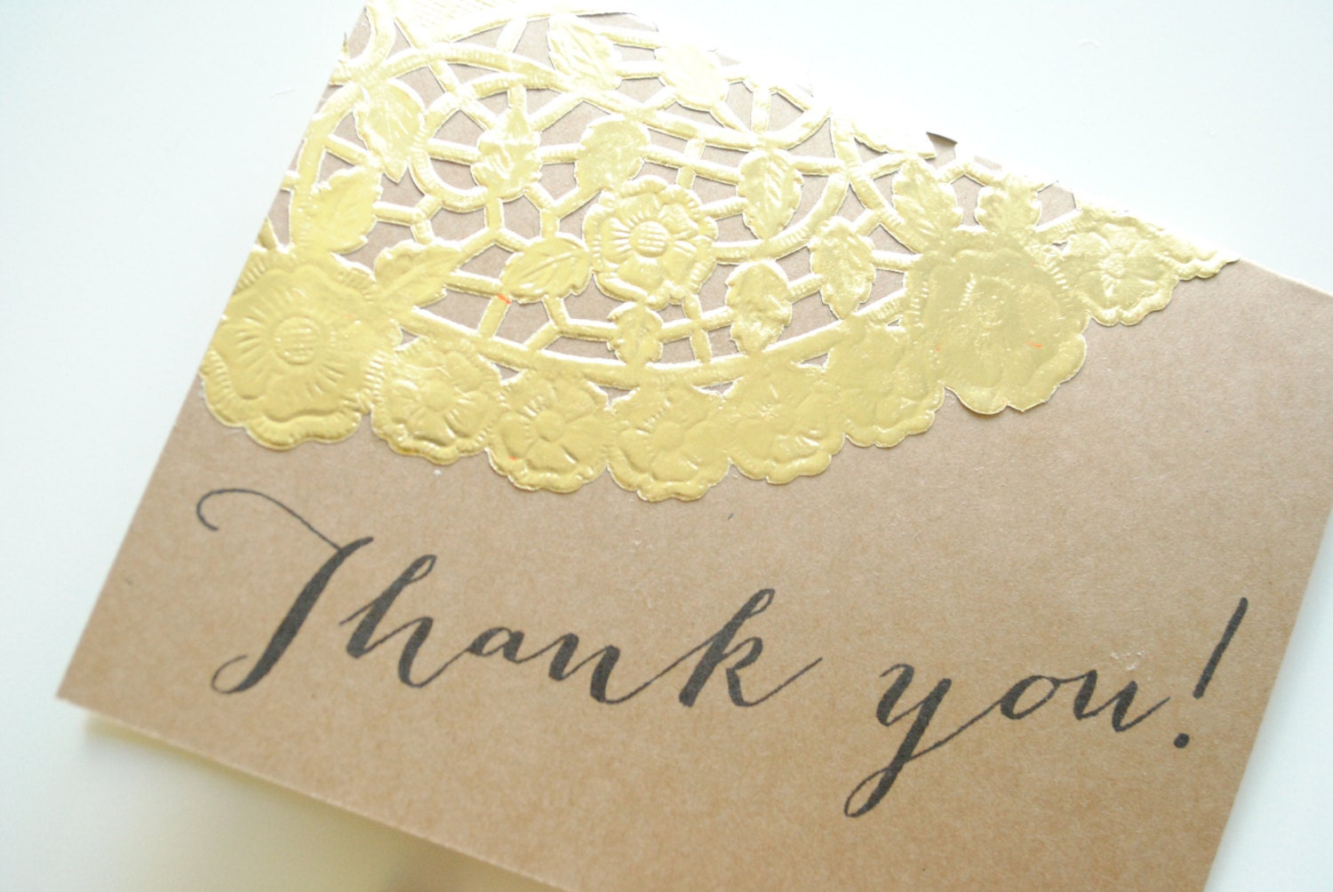 gold doily and kraft thank yous : no. 19 gold