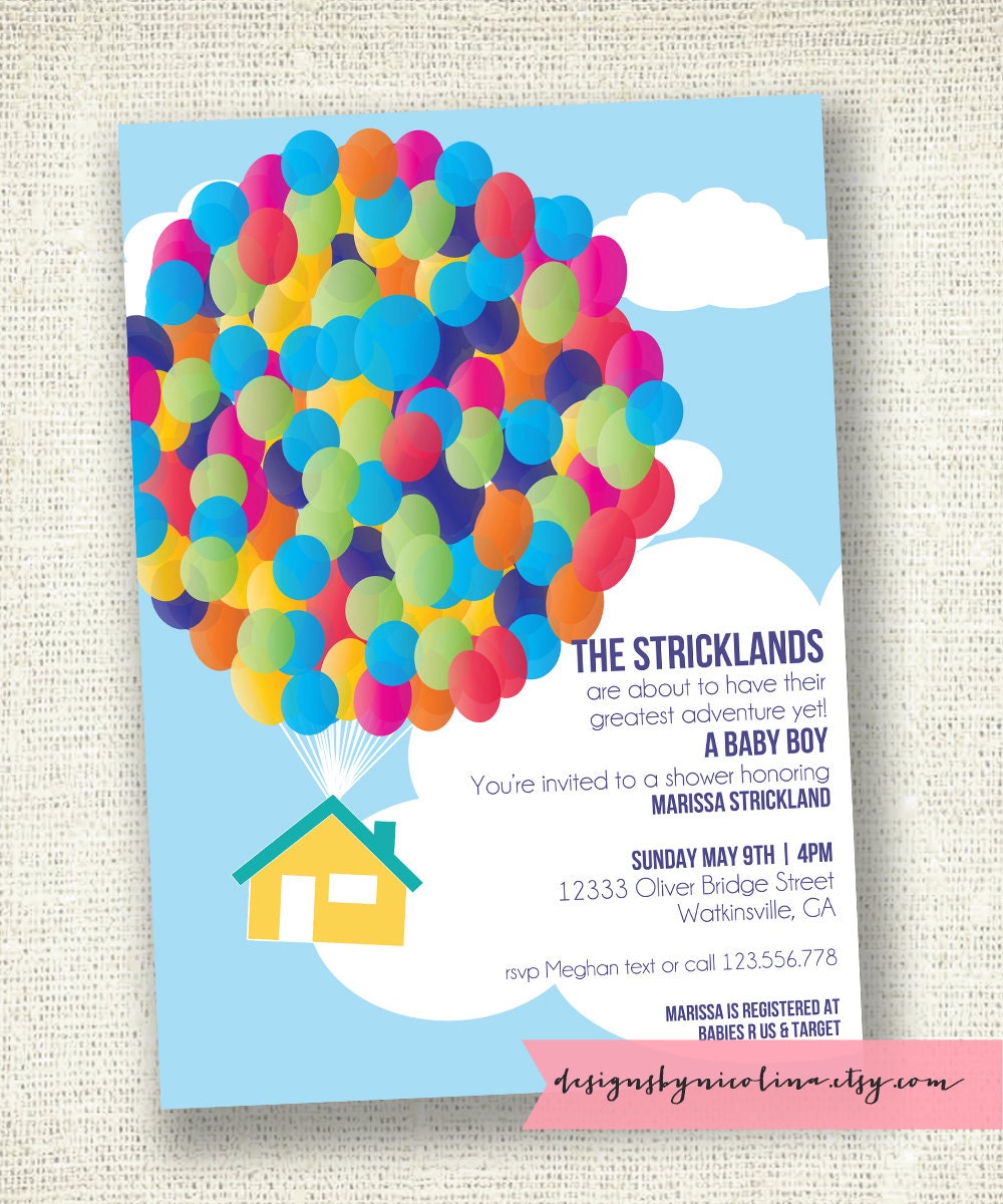 Up Inspired - Our Greatest Adventure Yet -  Balloons - Baby Shower/Sprinkle - Kids Party PRINTABLE Invitations