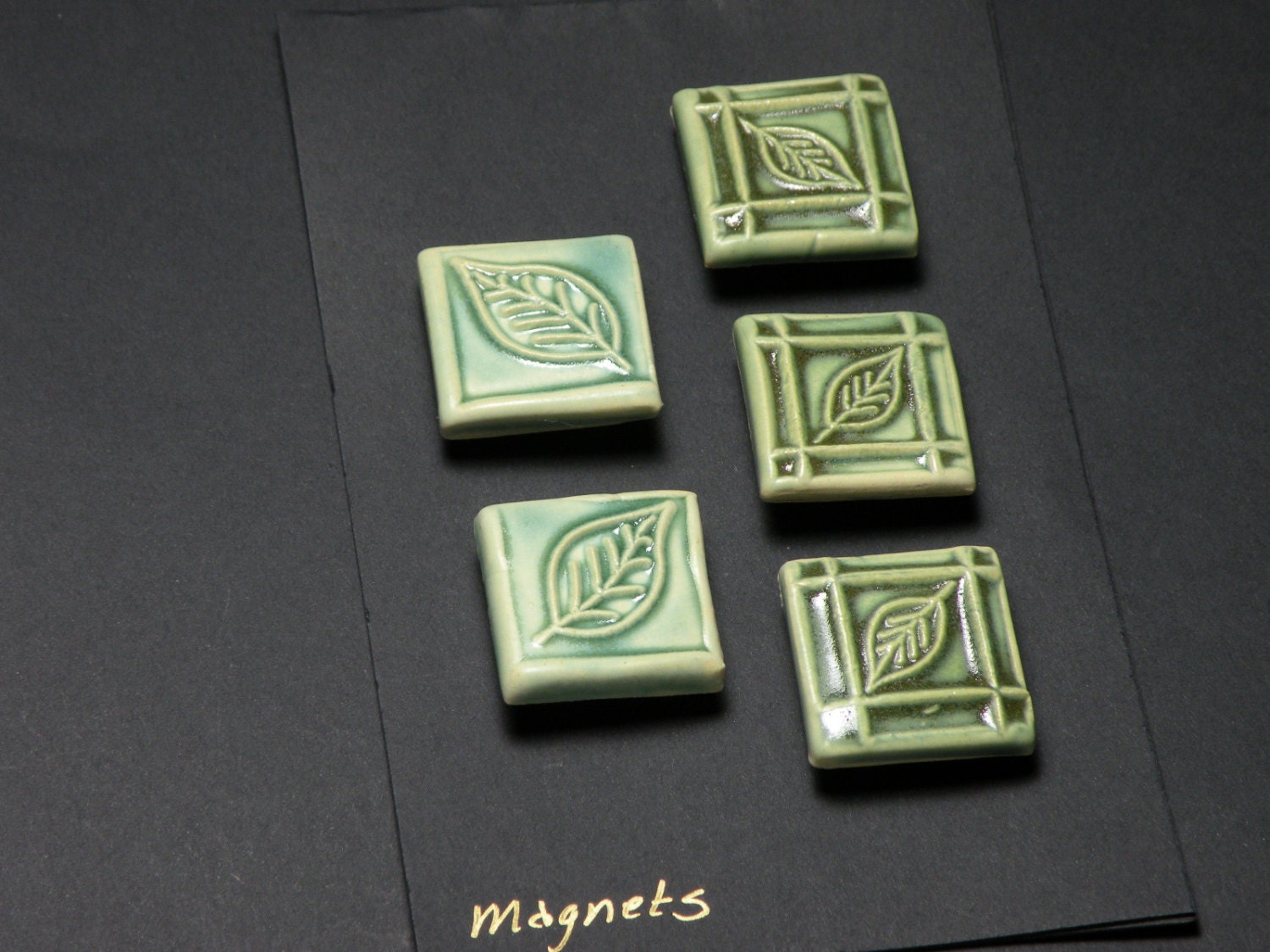 Handmade Ceramic Leaves 5 Magnet Set