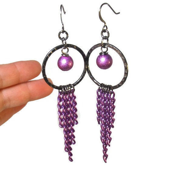Purple Chandelier Earrings, Colorful Jewelry