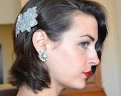 1920s style Bridal Hair Comb,Sparkly Bridal Headpiece, Blue, Silver, and Gray Wedding Hair Comb by Jill's Boutique on Etsy