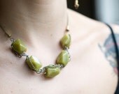 HALF OFF Jade with Multiple Chains and Brass Trade Beads