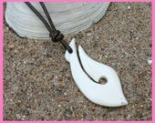 Leather Surfer Necklace With Maori Fish Hook Pendant Carved Wood Bone Fishhook New Zealand Jewelry