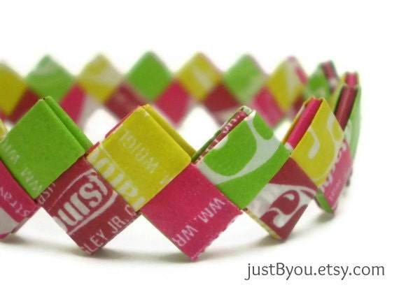 Starburst Fiesta-Flavor Recycled/Upcycled Candy Wrapper Bracelet