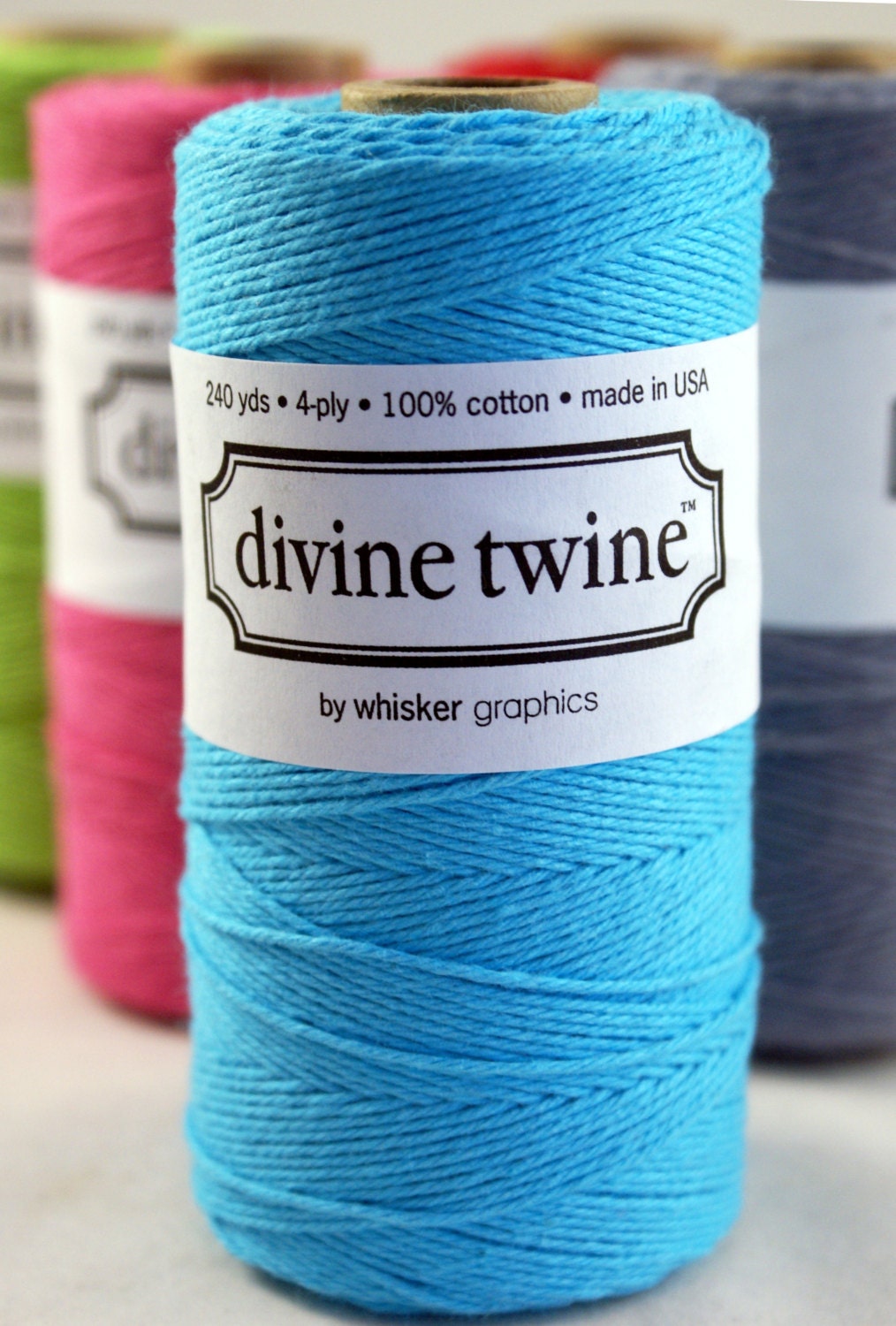 SOLID Bright TEAL BLUE Bakers Twine String for crafting, gift wrapping, packaging, invitations - 240 yards