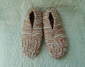 Mens Knitted Slippers size 10 to 11 1/2 Camel/Off White