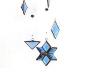 Blue and Copper Beveled Stained Glass Geometric Mobile - SNLCreations