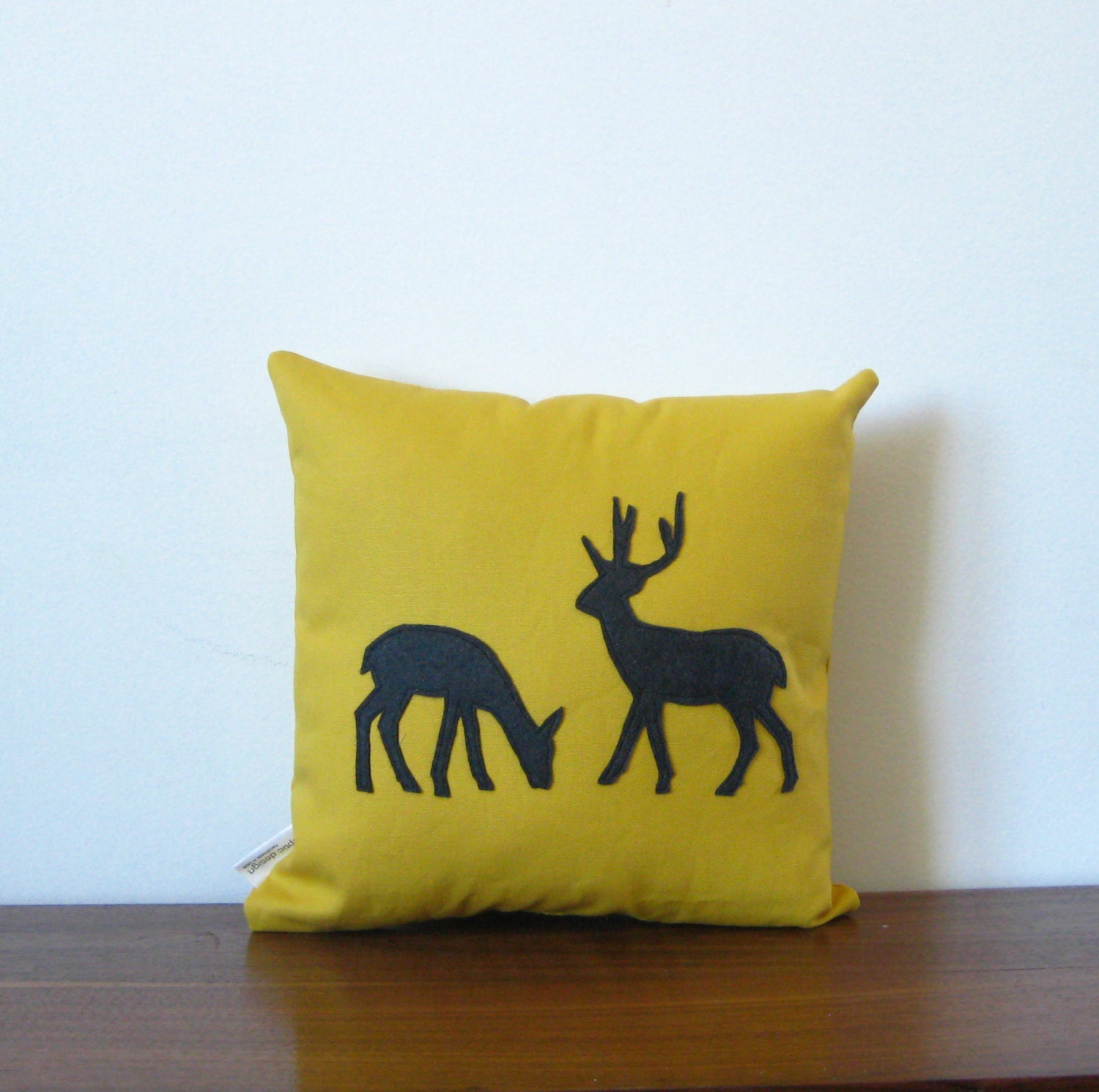 Yellow Pillow Deer Pillow Woodland Mens Home Decor Couch Cushion Ready to Ship