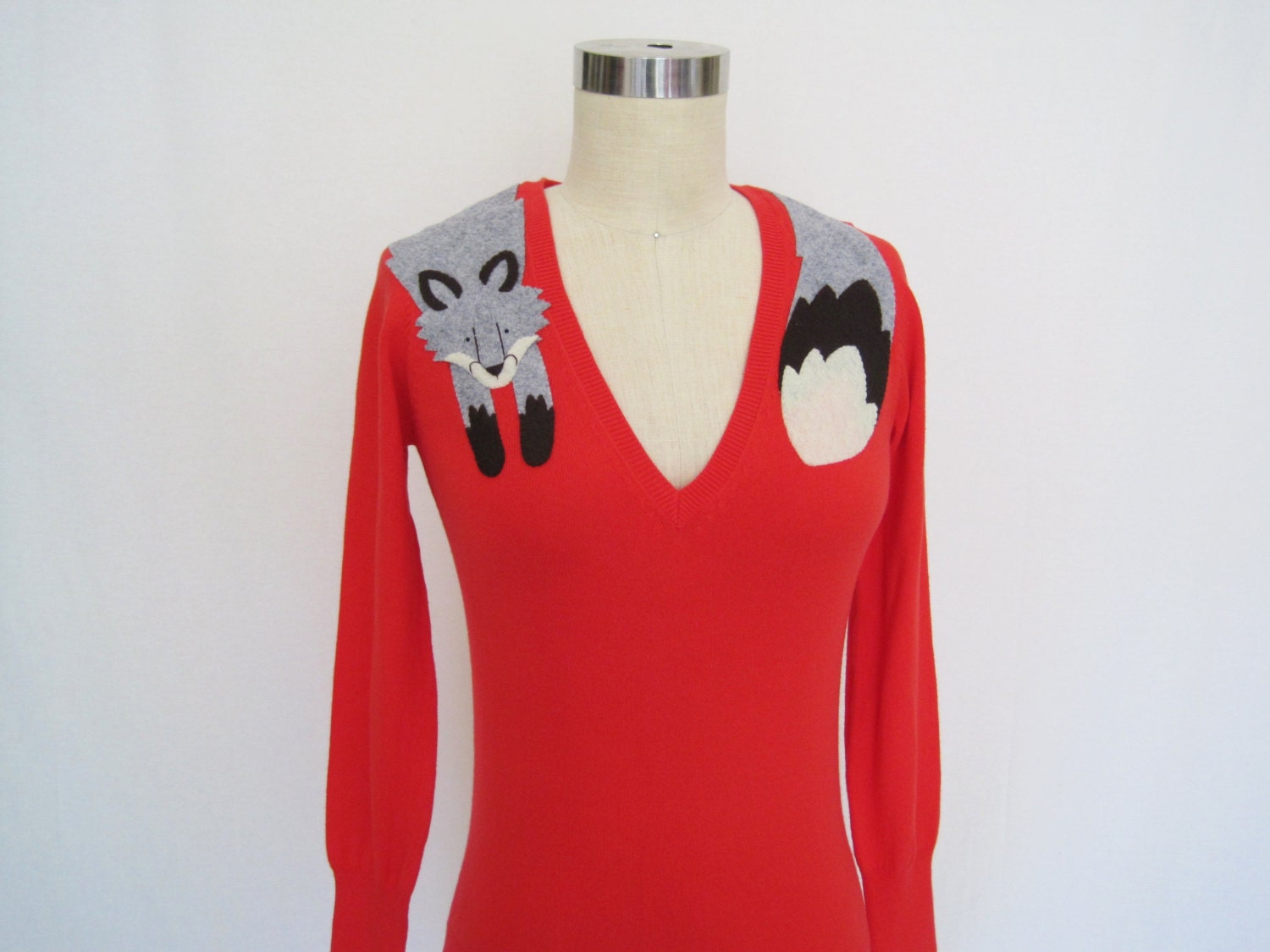 Wolf Sweater in Cherry Red, (red riding hood themed)