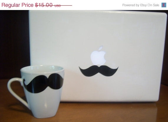 BIG SALE NOW Vinyl Mustache Decal Stickers Set of 20 Assorted for mugs or macbooks or decorating