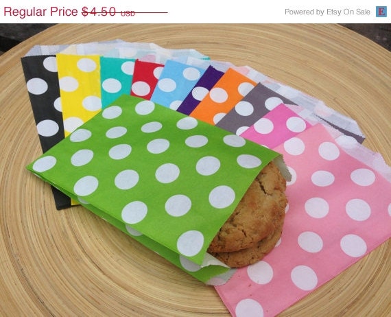 ON SALE NOW Chevron and or Polka Dotted Gusseted Favor Treat Bags.. 12 count - In Your Color Choices