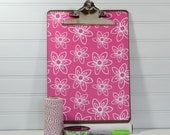Papered Clipboard.  Letter size, Pink Flower