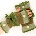 Knit fingerless gloves arm warmers fingerless mittens women sage green and olive brown tweed lace romantic victorian