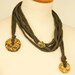 Skinny scarf lariat necklace eco friendly scarf necklace cotton jersey ceramic long brown vegan upcycled recycled tagt team