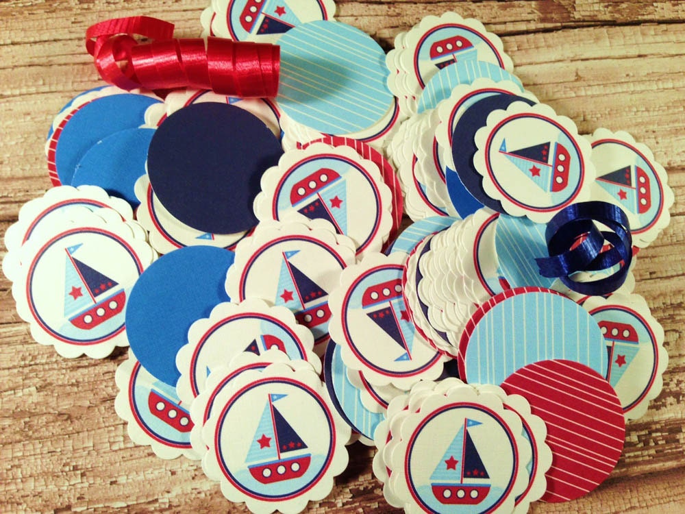 SAILBOAT Confetti, Mini Tags :  Table Confetti, Nautical, Sail Boat
